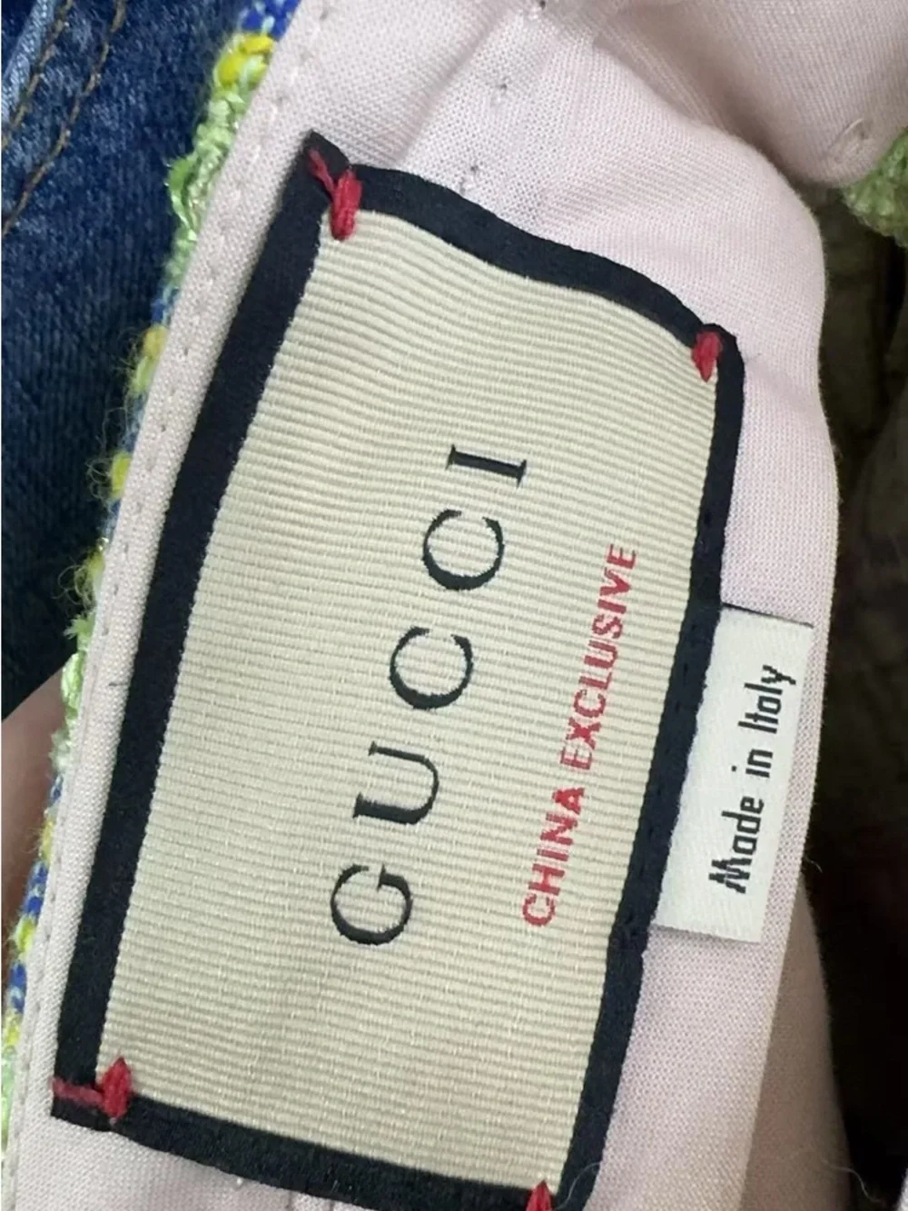 🚩steal Gucci Yellow and Navy Plaid High-Waist Bouclé Shorts - Picture 7 of 8